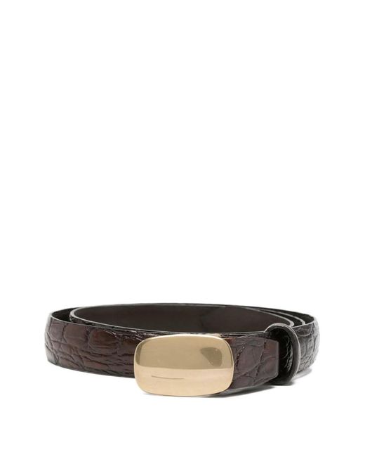 Alberto Luti Brown Croc-Effect Leather Belt for men