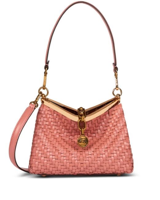 Etro Red Small Vela Bag Woven Leather