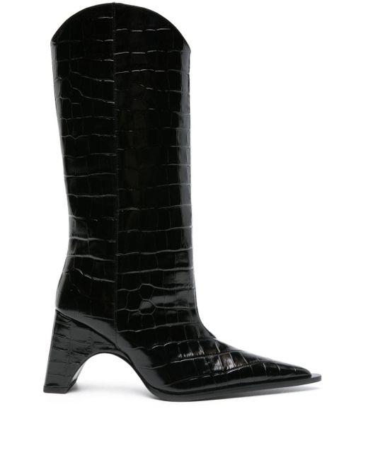 Coperni Black Crocodile Bridge 80mm Leather Boots