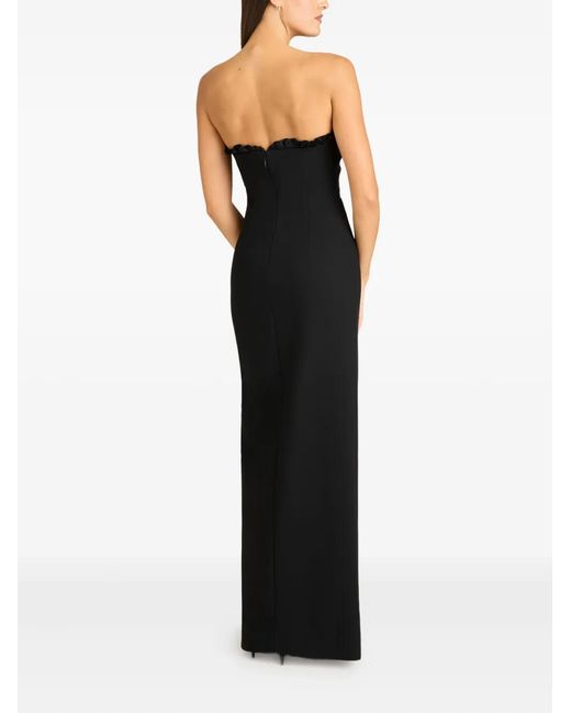Cinq À Sept Black Ruffle-Detail Strapless Gown