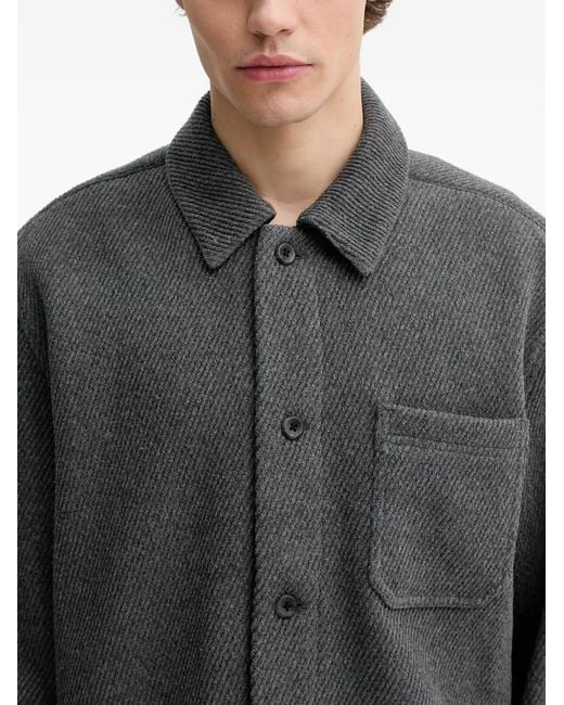 Les Deux Gray Hamilton Button-Front Overshirt for men