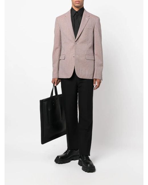 Fendi Brown Single-Breasted Houndstooth Blazer for men
