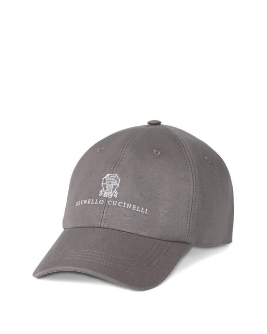 Brunello Cucinelli Stückgefärbte Baseballkappe Mit Logo in Gray für Herren