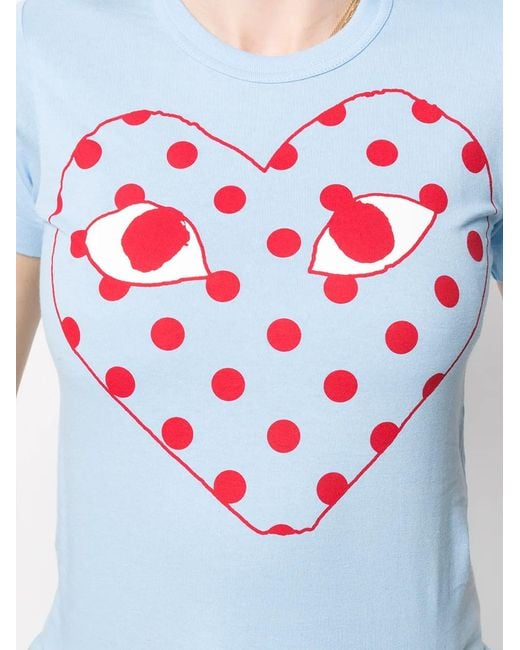 COMME DES GARÇONS PLAY Blue Logo Print T-Shirt
