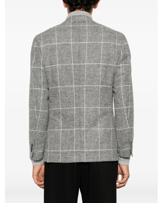 Lardini Gray Check-Pattern Single-Breasted Blazer for men