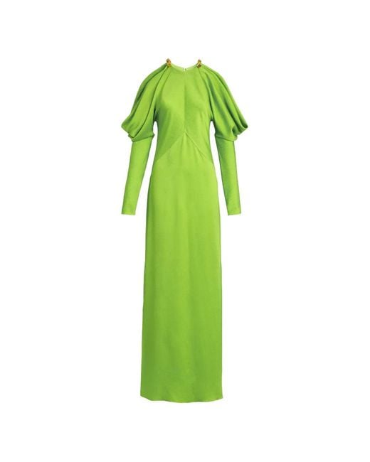 Silvia Tcherassi Green Antonia Cold-Shoulder Maxi Dress