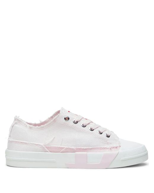 DIESEL White Frayed-Detailing Trainers