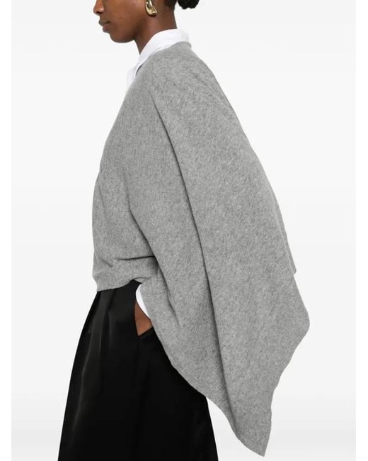 Jil Sander Gray Crewneck Sweater With Drape