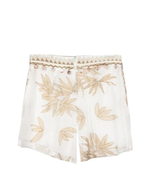 PHO® Firenze Natural Botanical-Print Ramie Shorts