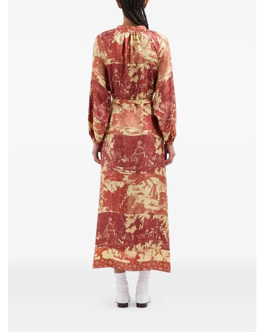 Pierre Louis Mascia White Aloe Pastoral-Print Maxi Dress