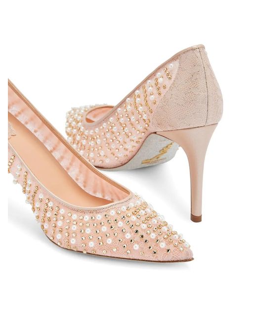 Rene Caovilla Pink 80Mm Lace Pumps