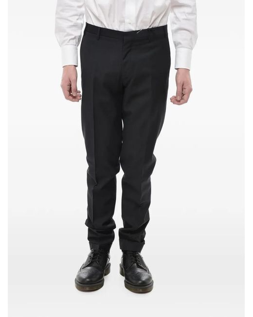 Corneliani Black Belt-Loop Tailored Trousers for men