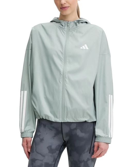 Adidas Blue Hyperglam Logo-Print Hooded Jacket