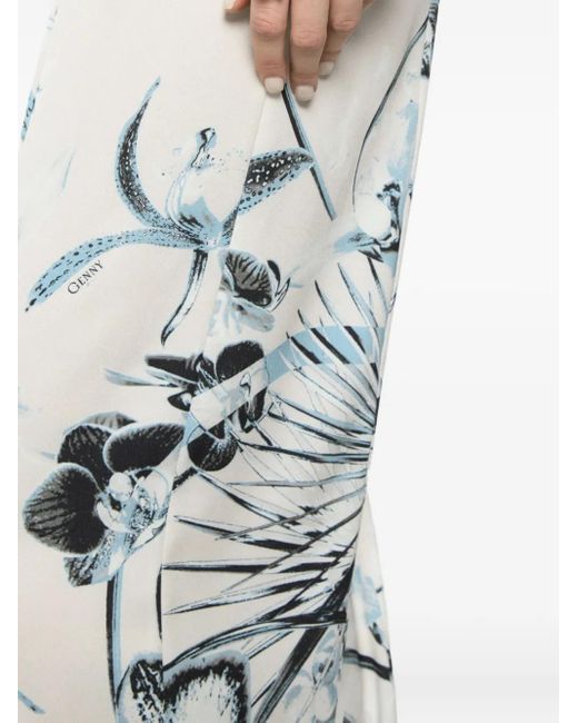 Genny White Floral-Print Trousers