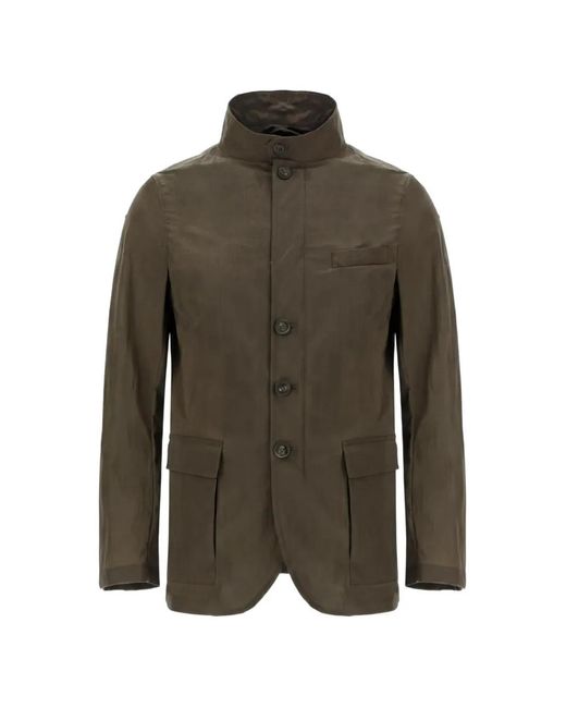 Herno Green High-Neck Button-Up Jacket for men