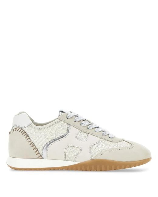 Hogan White Olympia-Z Nubuck Leather Sneakers
