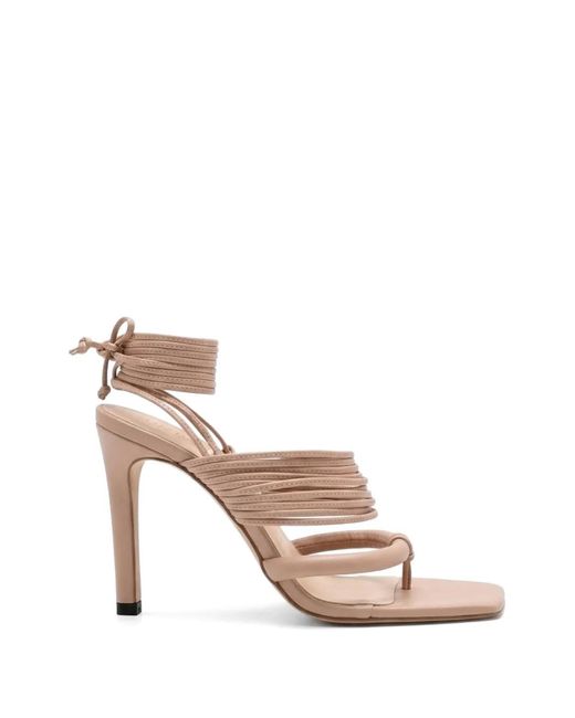 Amir Slama Pink Multi-Strap Tie-Fastening Sandals
