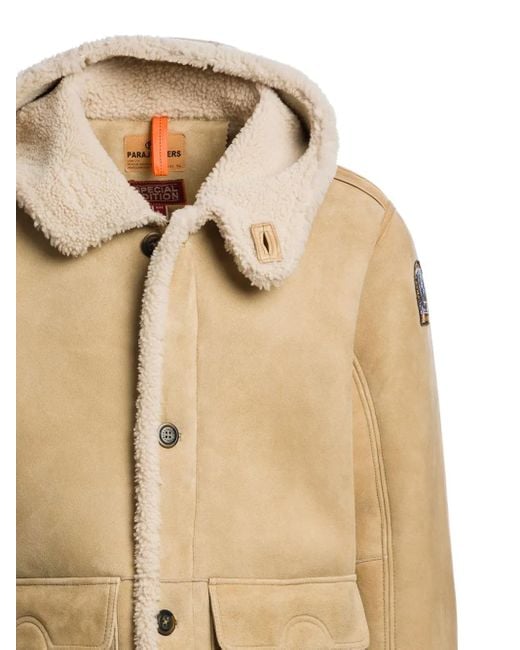 Parajumpers Natural Hooded Suede Sheepskin Jacket for men