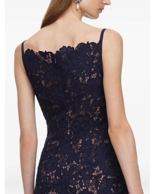 Self-Portrait Blue Spiral Lace Midi Dress