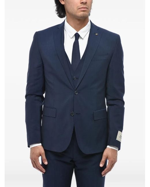 Corneliani Blue Three-Piece Single-Breasted Suit for men