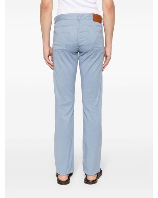 Canali Blue Twill Lyocell-blend Trousers for men