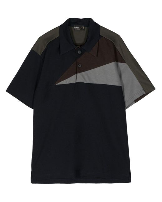 Kolor Black Panelled Colour-block Polo Shirt for men