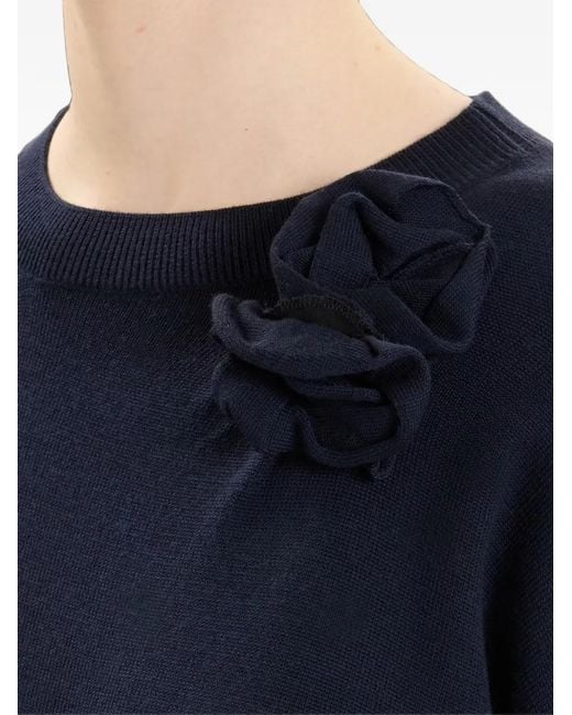 High Blue Quick-Step Pullover Mit Blumenapplikation