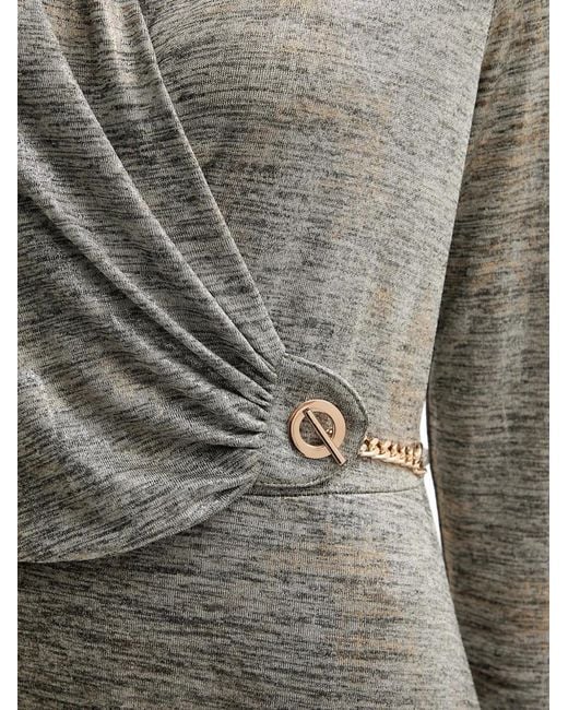 Joseph Ribkoff Gray Chain-Detail Midi Dress