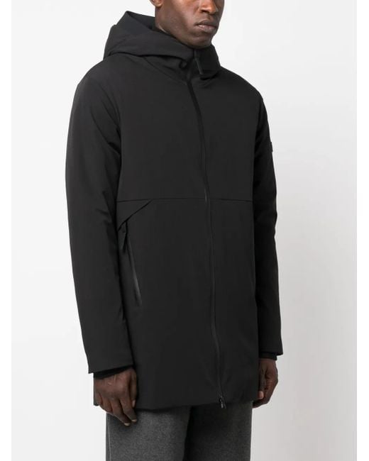 Peuterey Black Logo-Patch Hooded Coat for men
