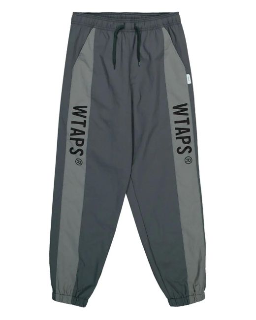 (w)taps Gray Panelled Drawstring Track Pants for men