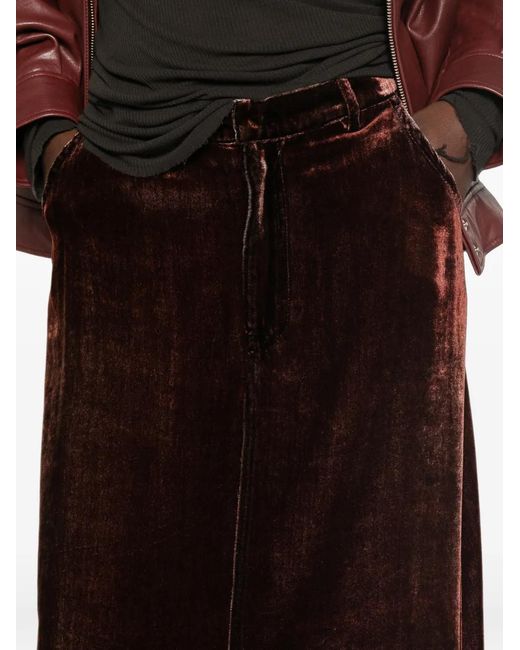 Pierre Louis Mascia Brown Velvet-Effect Maxi Skirt