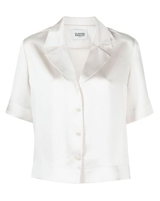 Peak-lapels satin-finish shirt di Claudie Pierlot in White