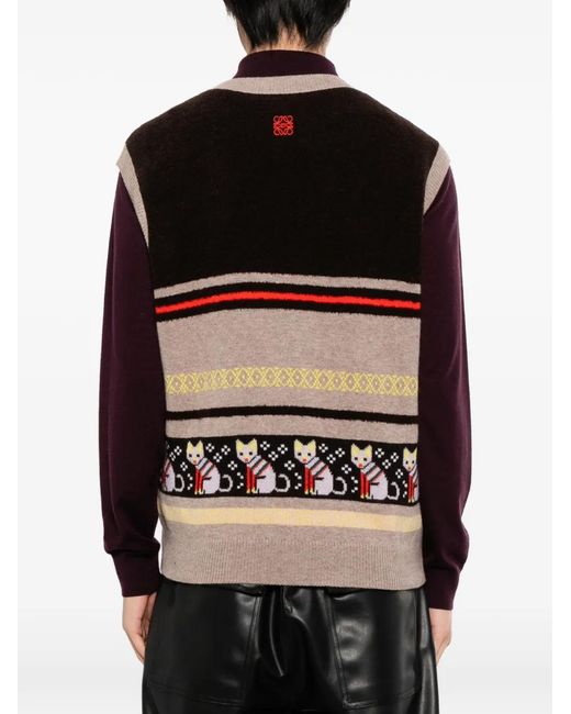 Loewe Black X Louis Wain Graphic Intarsia Vest for men