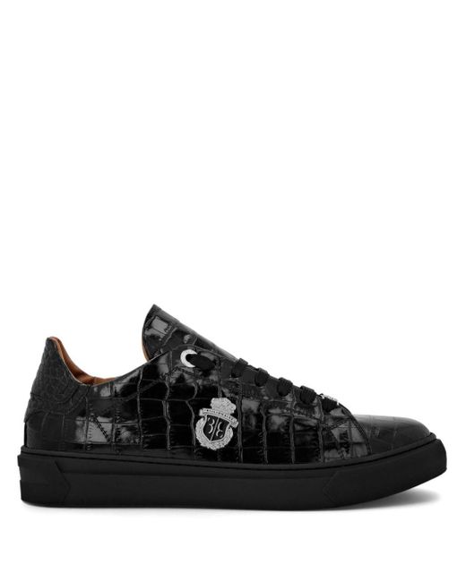 Billionaire Leren Sneakers Met Logoplakkaat En Krokodillenprint in het Black voor heren