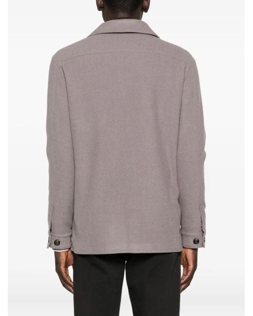 Eleventy Gray Button-Fastening Patch-Pocket Jacket for men