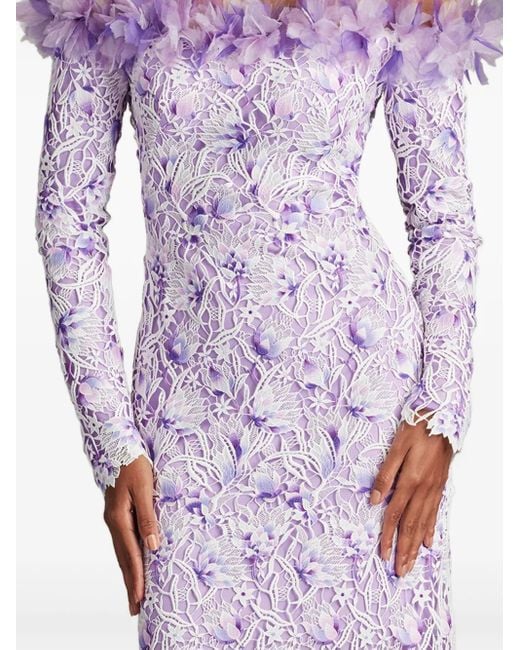 Abito Da Sera A Fiori Con Spalle Scoperte di Tadashi Shoji in Purple