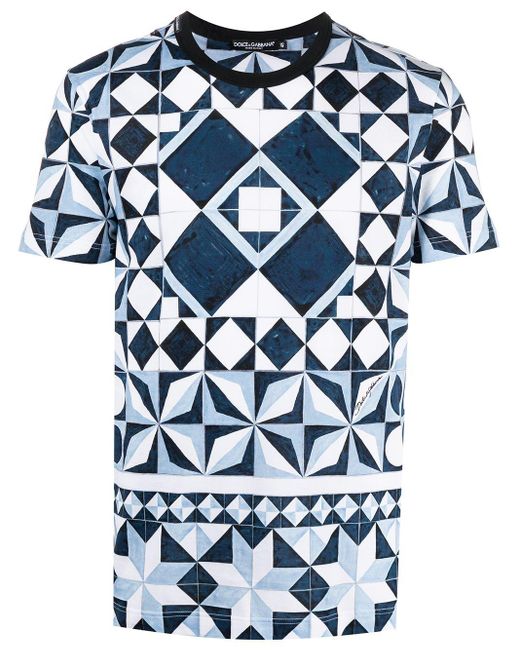 Dolce & Gabbana T-Shirt mit Majolica-Print in Blau für Herren | Lyst DE