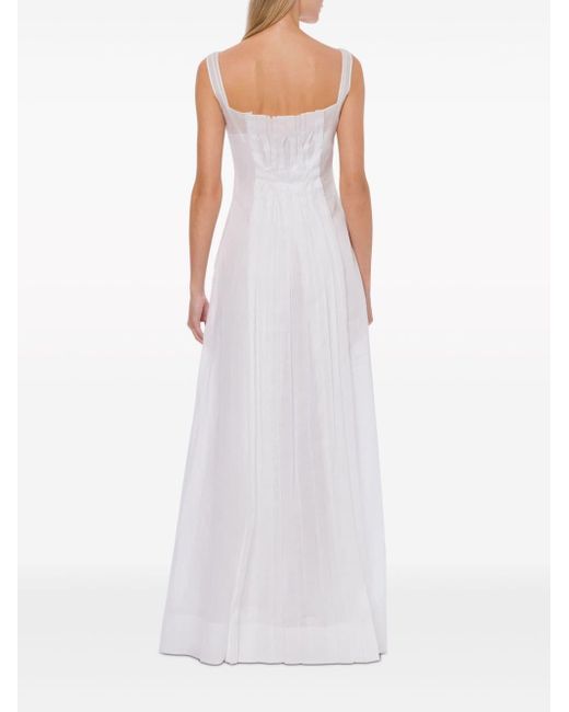 Alberta Ferretti White Draped-detail Cotton Dress