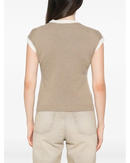 Bompard Natural Contrast-Trim Short-Sleeve Vest