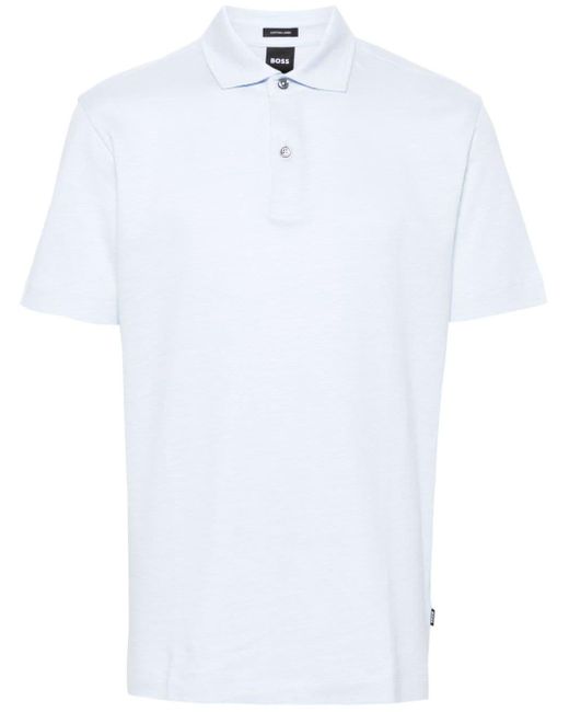Boss White Mélange-effect Polo Shirt for men