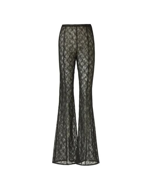 Costarellos Gray Lannie Corded-Lace Flared-Leg Trousers