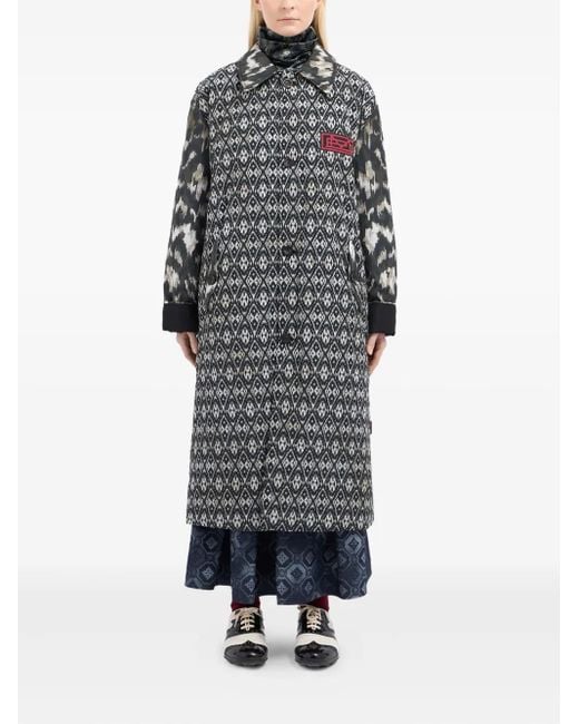 Pierre Louis Mascia Gray Ikat-Pattern Buttoned Coat