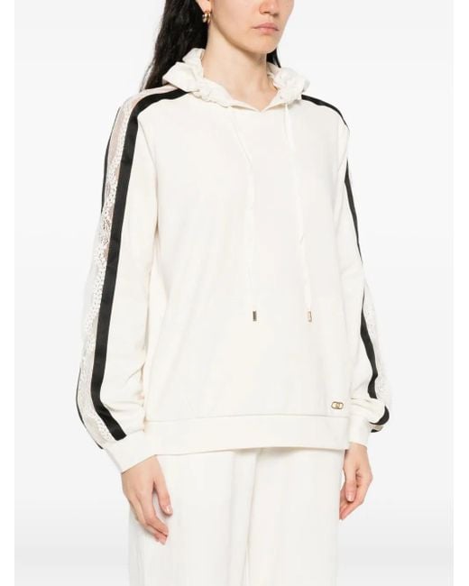 Liu Jo Natural Lace-Insert Hoodie