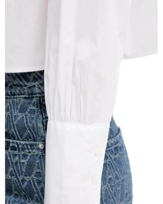 Camicia A Maniche Lunghe Crop di ARMANI EXCHANGE in Blue