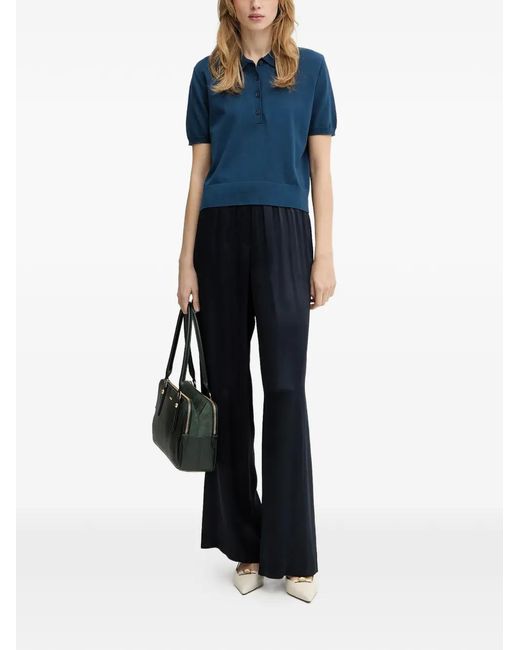 Patrizia Pepe Blue Buttoned Polo Top