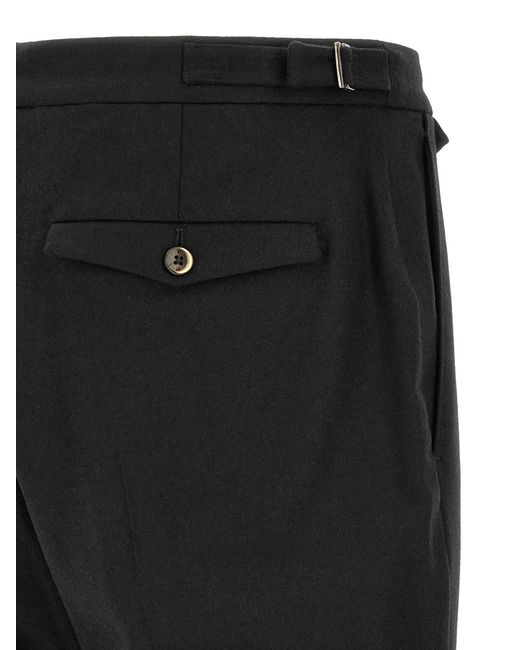 PT Torino Black Union Buckled-Waist Tapered Trousers for men