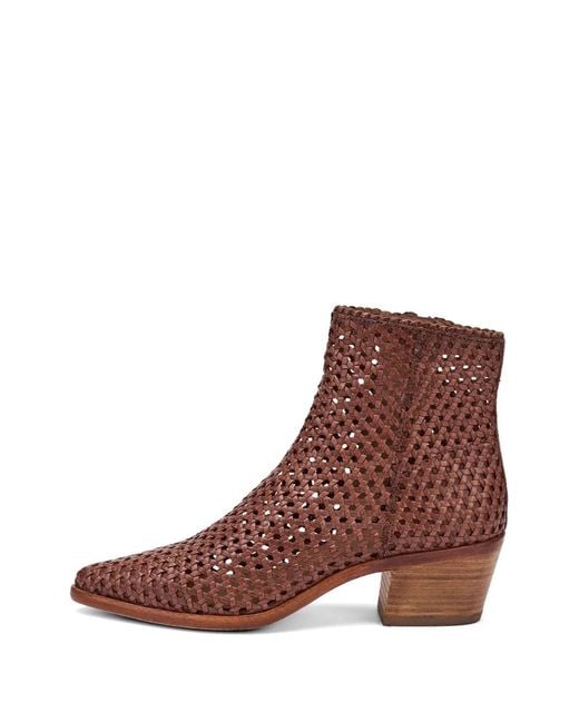 Frau Brown Woven Leather Ankle Boots