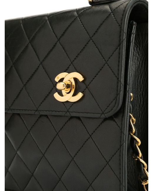 Chanel Pre-Owned Double Turn-lock 2way Bag in Black | Lyst