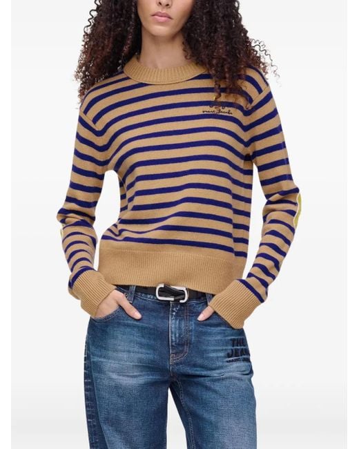 Marc Jacobs Brown Gestreifter Pullover mit Blumendetail