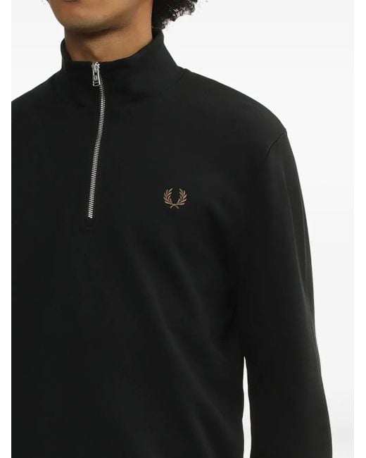 メンズ Fred Perry ハーフジップ スウェットシャツ Blue